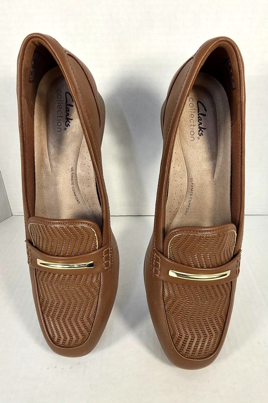 Clarks Collectiion Juliet Aster‎ Cinnamon Leather Loafers Size 9N